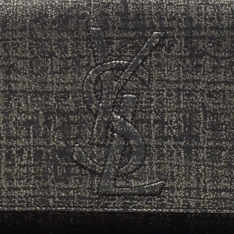 Pre Owned Yves Saint Laurent Black/Silver Shimmer Fabric Belle De Jour Clutch