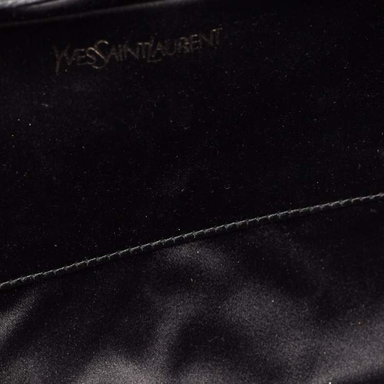 Pre Owned Yves Saint Laurent Black/Silver Shimmer Fabric Belle De Jour Clutch