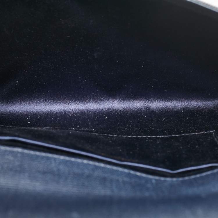 Pre Owned Yves Saint Laurent Navy Blue Leather Ligne Y Clutch