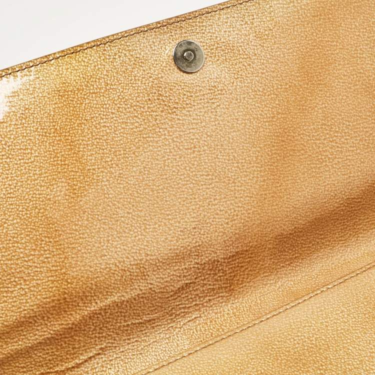 Pre Owned Yves Saint Laurent Gold Patent Leather Belle De Jour Clutch