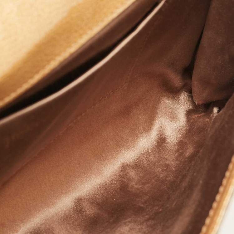 Pre Owned Yves Saint Laurent Gold Patent Leather Belle De Jour Clutch
