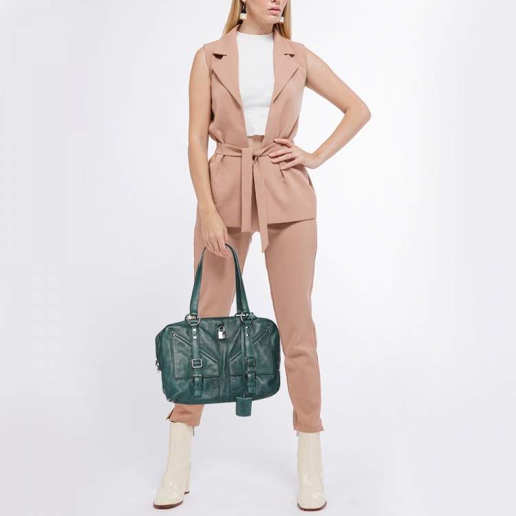 Pre Owned Yves Saint Laurent Green Leather Lover Satchel