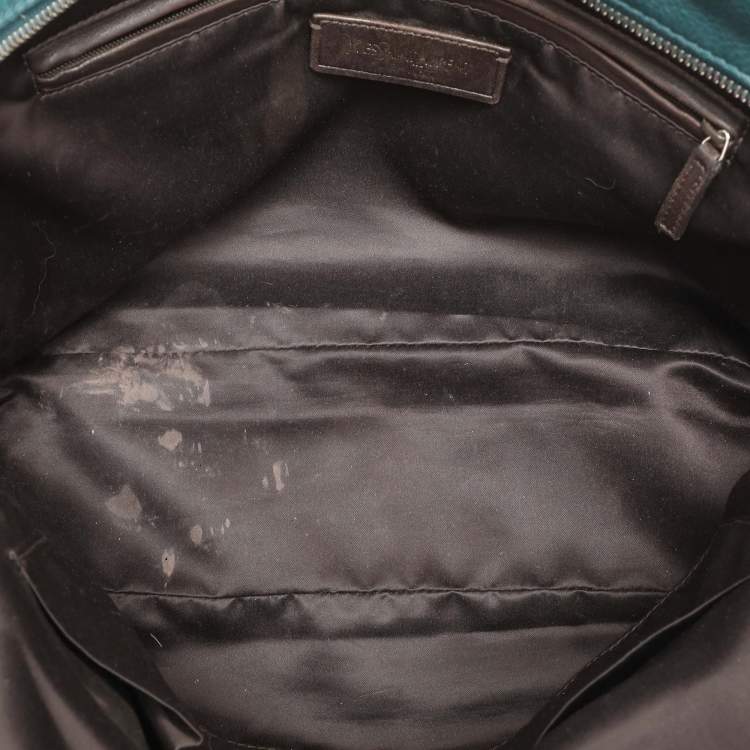 Pre Owned Yves Saint Laurent Green Leather Lover Satchel
