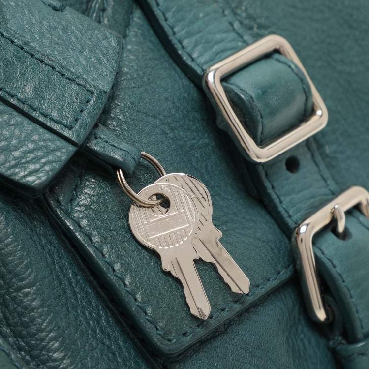 Pre Owned Yves Saint Laurent Green Leather Lover Satchel
