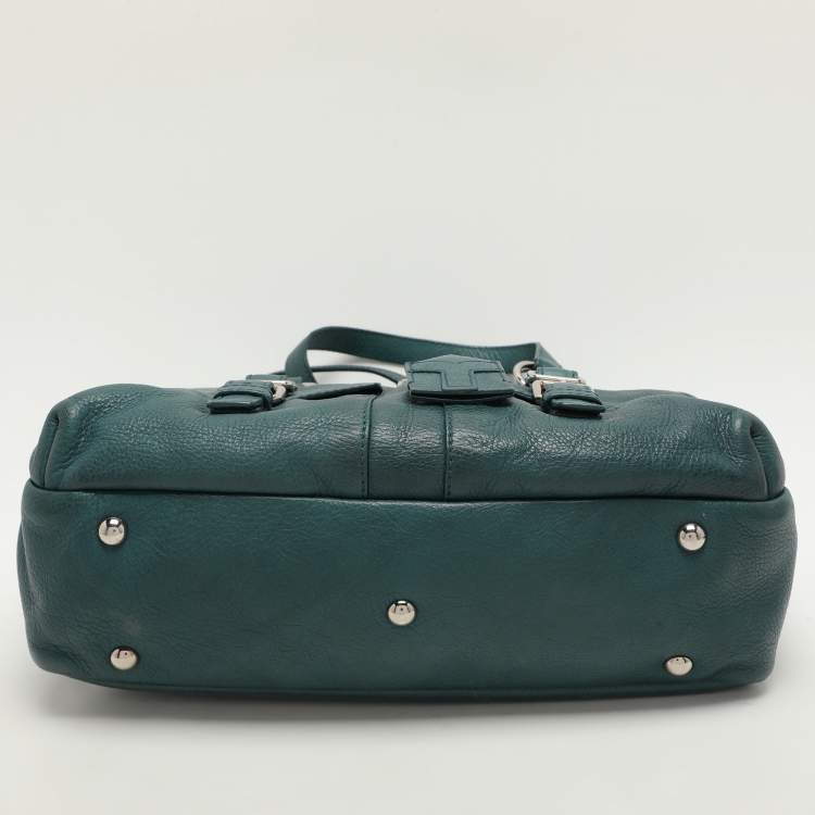Pre Owned Yves Saint Laurent Green Leather Lover Satchel