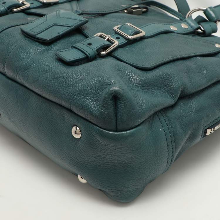 Pre Owned Yves Saint Laurent Green Leather Lover Satchel