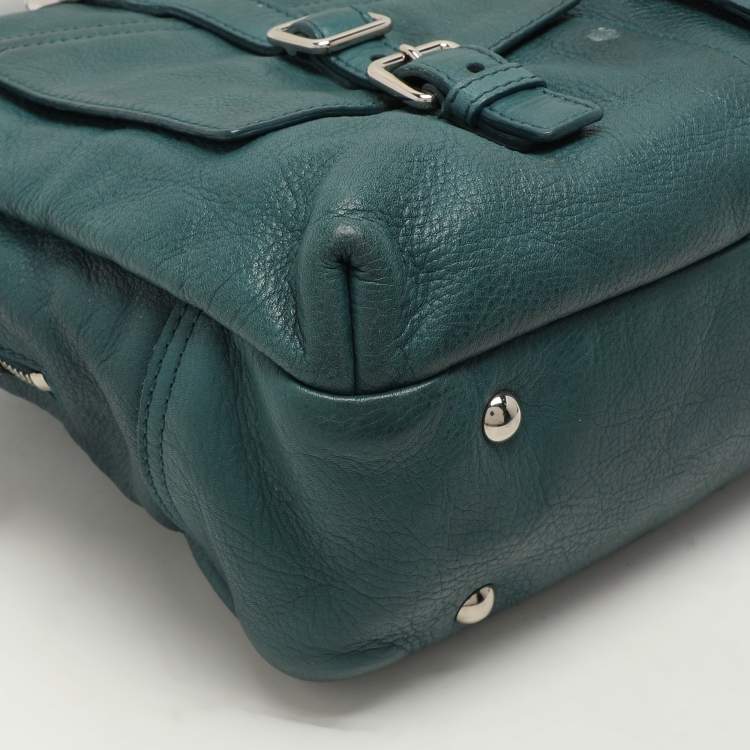 Pre Owned Yves Saint Laurent Green Leather Lover Satchel