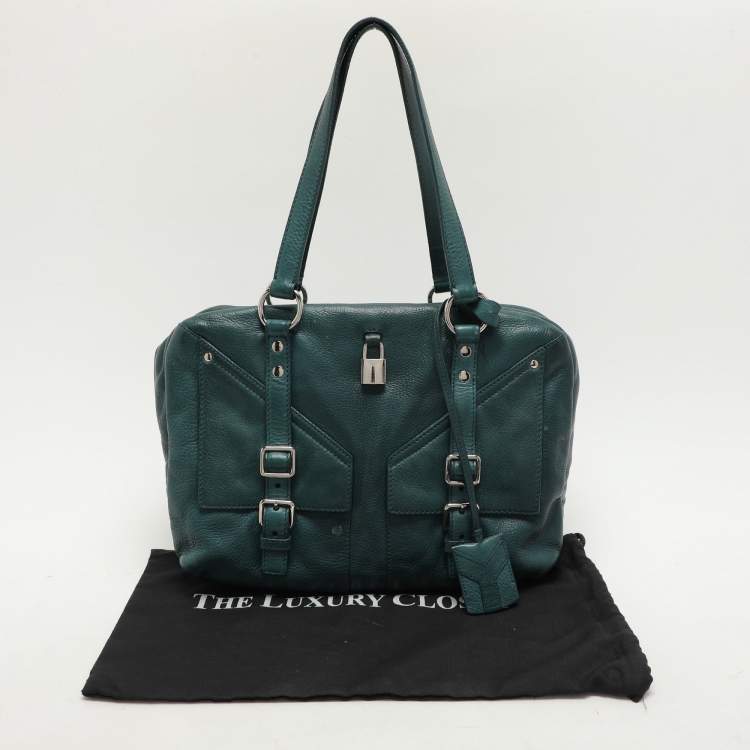 Pre Owned Yves Saint Laurent Green Leather Lover Satchel
