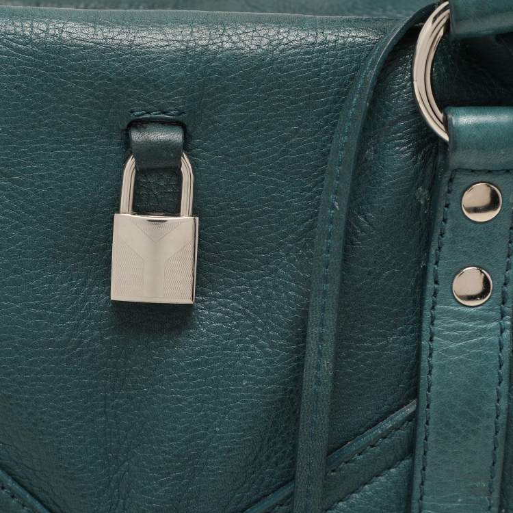 Pre Owned Yves Saint Laurent Green Leather Lover Satchel