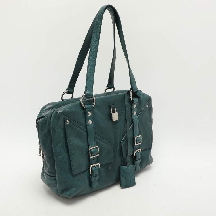 Pre Owned Yves Saint Laurent Green Leather Lover Satchel