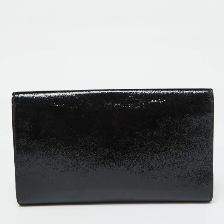 Pre Owned Yves Saint Laurent Black Patent Leather Belle De Jour Clutch