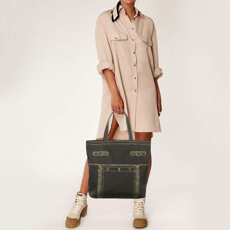 Pre Owned Yves Saint Laurent Brown Fabric Trompe L'oeil Tote