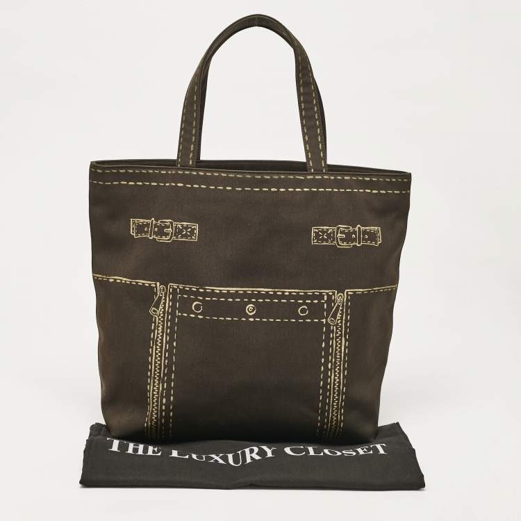 Pre Owned Yves Saint Laurent Brown Fabric Trompe L'oeil Tote