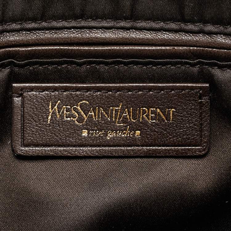 Pre Owned Yves Saint Laurent Olive Green Leather Large Muse Bag