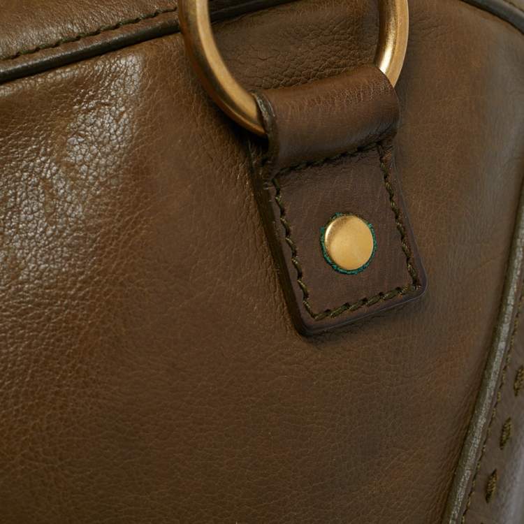 Pre Owned Yves Saint Laurent Olive Green Leather Large Muse Bag