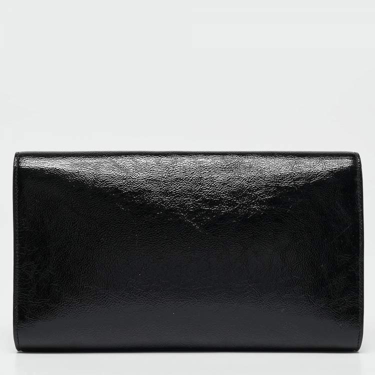 Pre Owned Yves Saint Laurent Black Patent Leather Belle De Jour Clutch