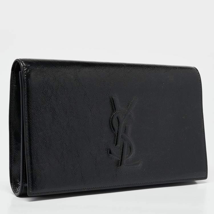 Pre Owned Yves Saint Laurent Black Patent Leather Belle De Jour Clutch