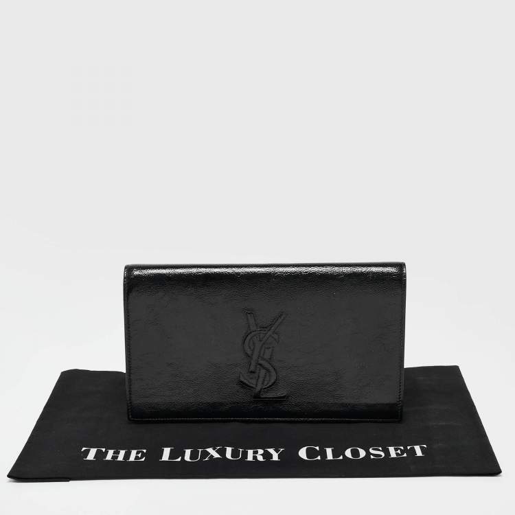 Pre Owned Yves Saint Laurent Black Patent Leather Belle De Jour Clutch