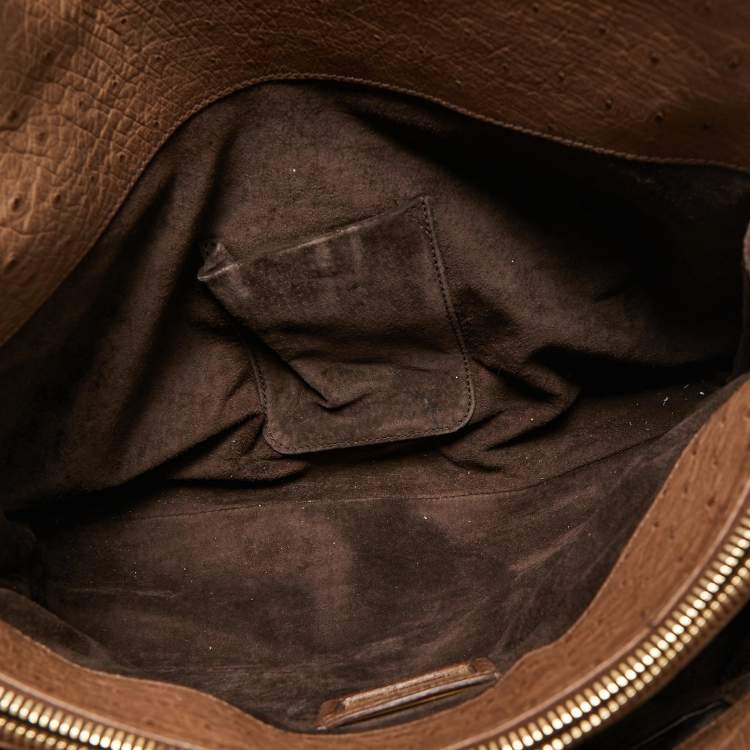 Pre Owned Yves Saint Laurent Brown Ostrich Leather YSL 32 Bag