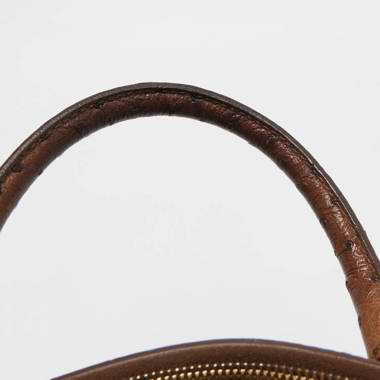 Pre Owned Yves Saint Laurent Brown Ostrich Leather YSL 32 Bag