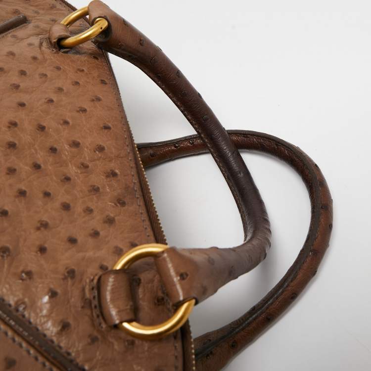 Pre Owned Yves Saint Laurent Brown Ostrich Leather YSL 32 Bag