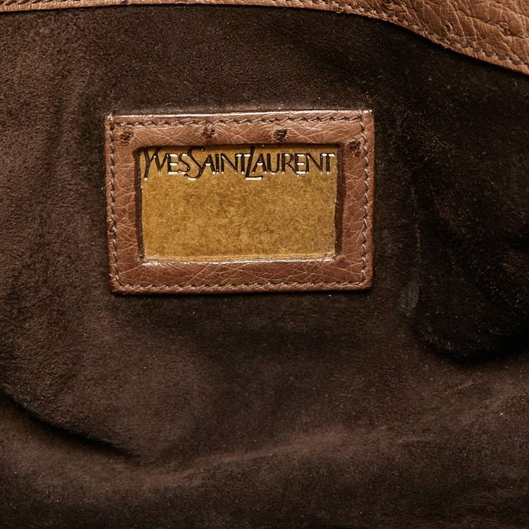 Pre Owned Yves Saint Laurent Brown Ostrich Leather YSL 32 Bag
