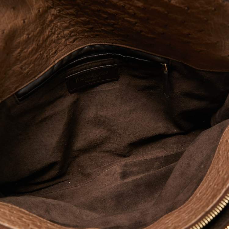 Pre Owned Yves Saint Laurent Brown Ostrich Leather YSL 32 Bag