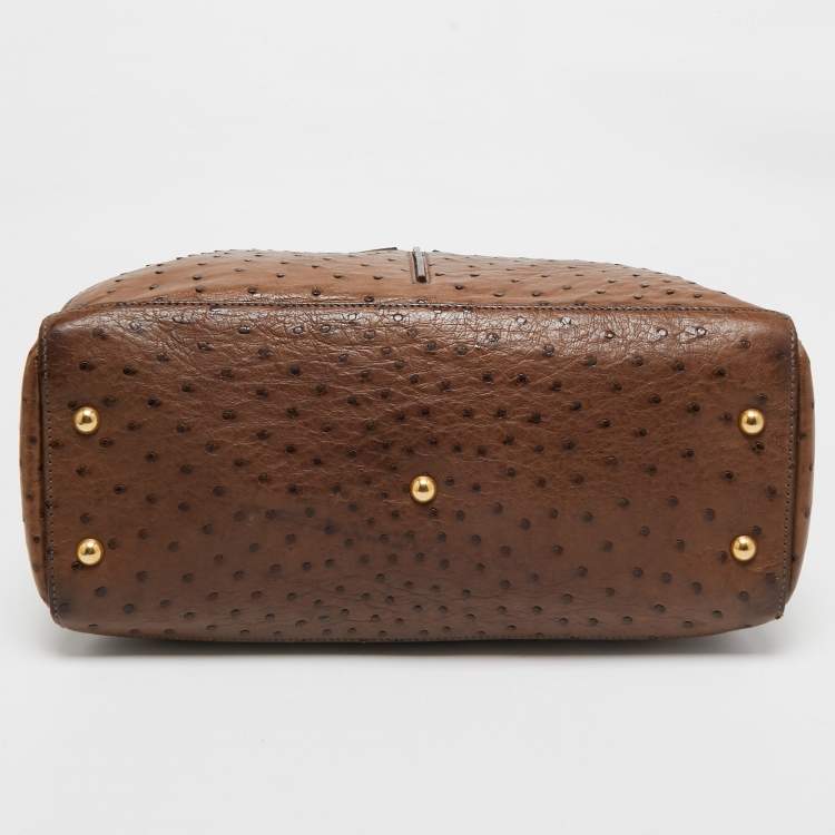 Pre Owned Yves Saint Laurent Brown Ostrich Leather YSL 32 Bag