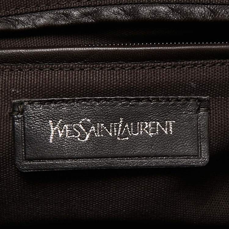 Pre Owned Yves Saint Laurent Dark Purple Patent Leather Downtown Tote