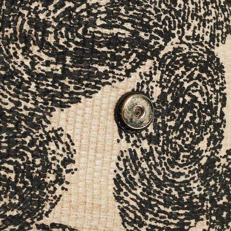 Pre Owned Yves Saint Laurent Black/Beige Printed Canvas and Leather Y-Ligne Clutch