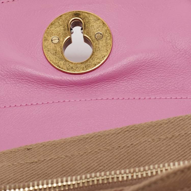Pre Owned Yves Saint Laurent Pink/Beige Canvas and Leather Muse Two Top Handle Bag