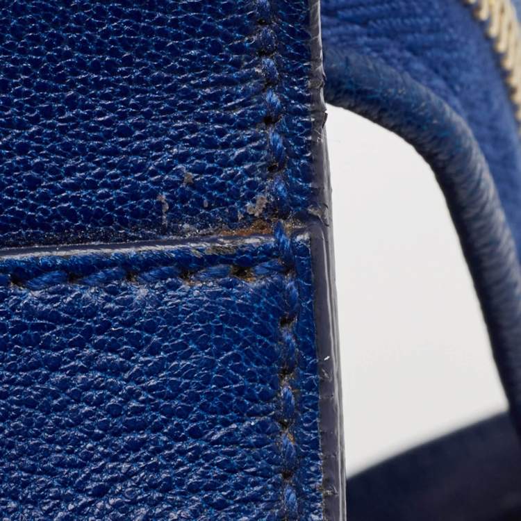 Pre Owned Saint Laurent Blue Leather Medium Cabas Chyc Tote