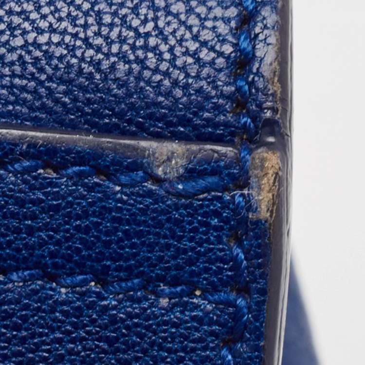 Pre Owned Saint Laurent Blue Leather Medium Cabas Chyc Tote
