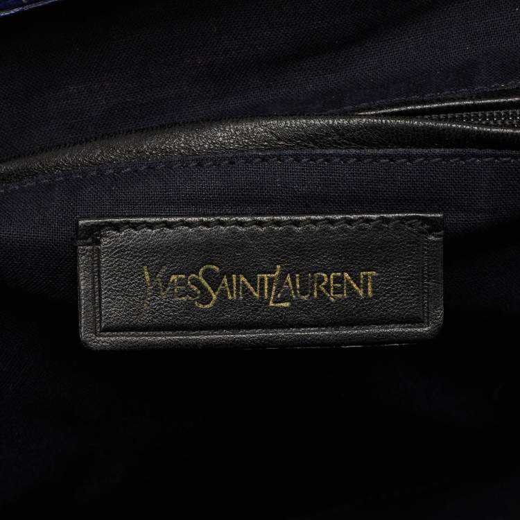 Pre Owned Saint Laurent Blue Leather Medium Cabas Chyc Tote