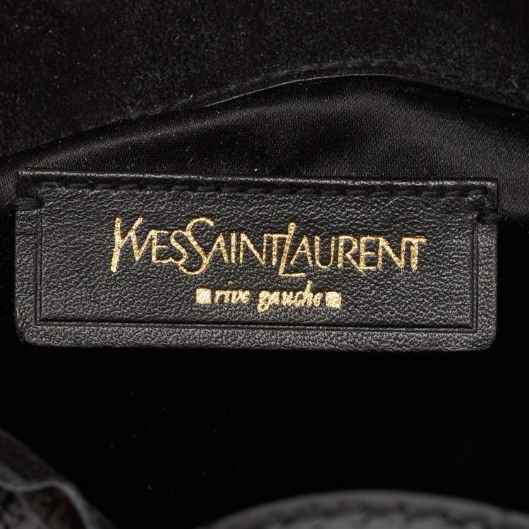 Pre Owned Yves Saint Laurent Black Patent Leather Floral Applique Downtown Tote