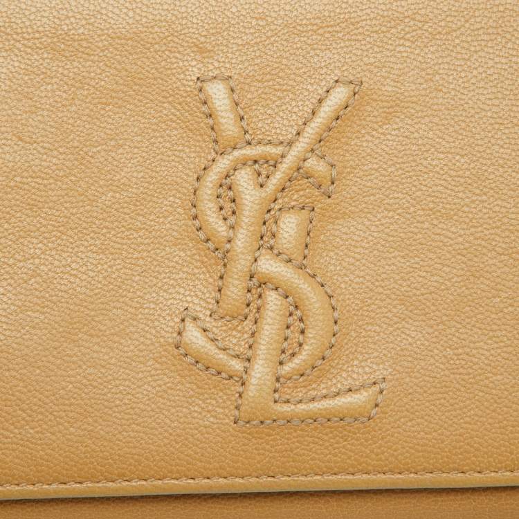 Pre Owned Yves Saint Laurent Beige Leather Belle De Jour Continental Wallet