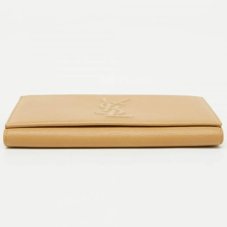 Pre Owned Yves Saint Laurent Beige Leather Belle De Jour Continental Wallet