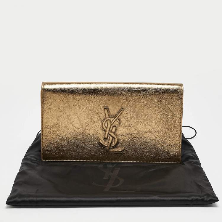 Pre Owned Yves Saint Laurent Gold Leather Belle De Jour Clutch