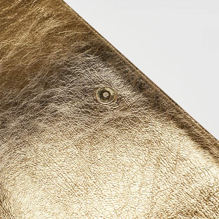 Pre Owned Yves Saint Laurent Gold Leather Belle De Jour Clutch