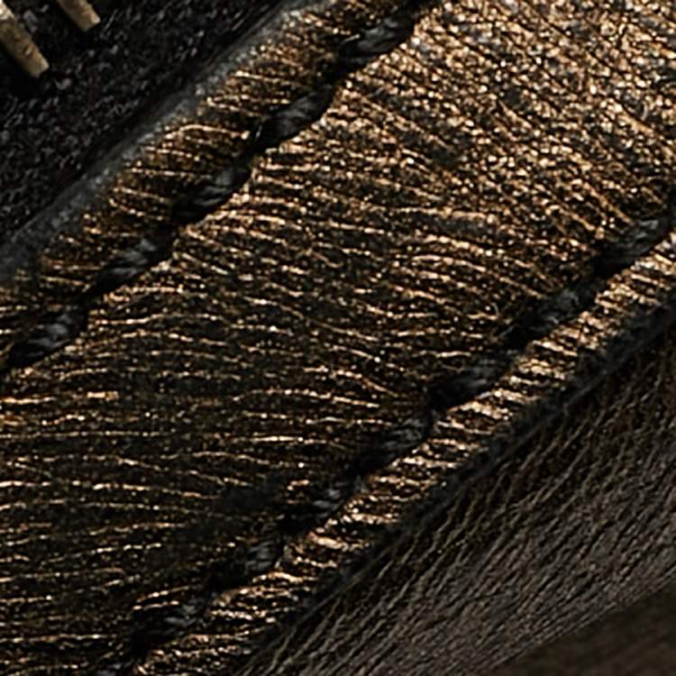 Pre Owned Yves Saint Laurent Metallic Leather Oversized Muse Satchel