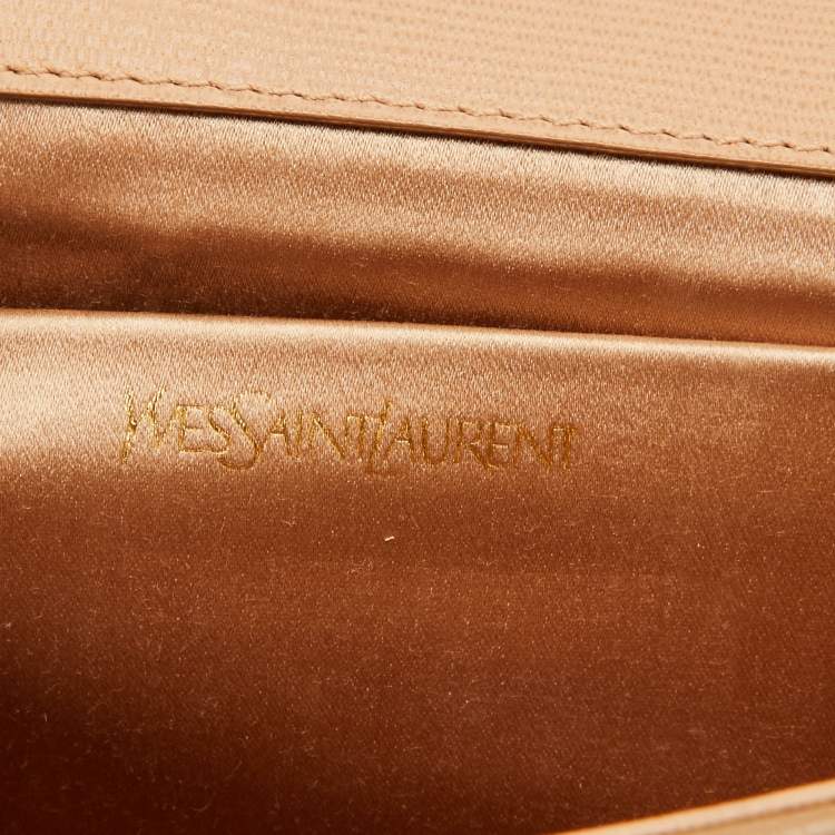 Pre Owned Yves Saint Laurent Beige Leather Y Line Flap Clutch