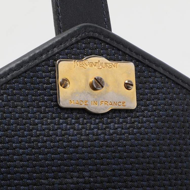 Pre Owned Yves Saint Laurent Blue Leather and PVC Vintage Bucket Bag