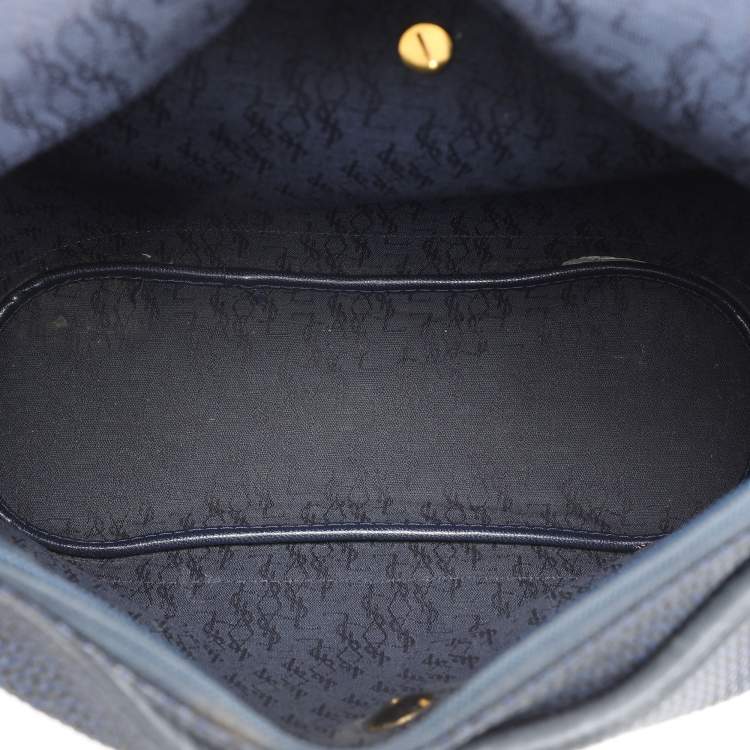 Pre Owned Yves Saint Laurent Blue Leather and PVC Vintage Bucket Bag