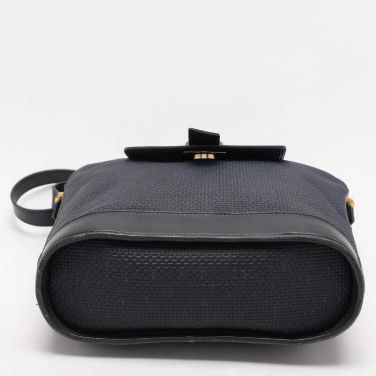 Pre Owned Yves Saint Laurent Blue Leather and PVC Vintage Bucket Bag