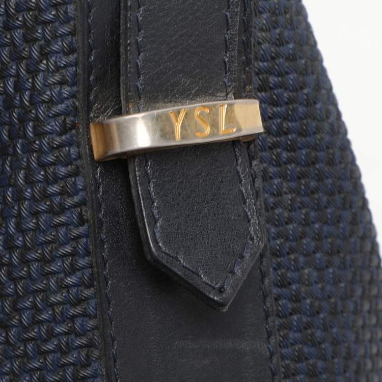Pre Owned Yves Saint Laurent Blue Leather and PVC Vintage Bucket Bag