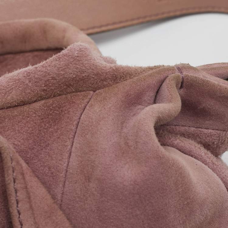 Pre Owned Yves Saint Laurent Old Rose Leather and Suede Nadia Hobo