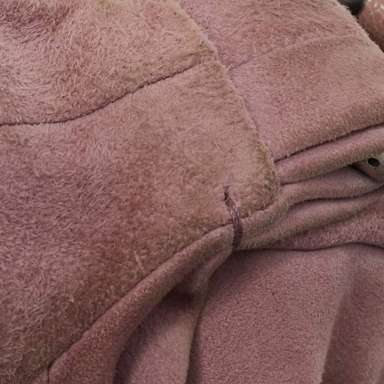 Pre Owned Yves Saint Laurent Old Rose Leather and Suede Nadia Hobo