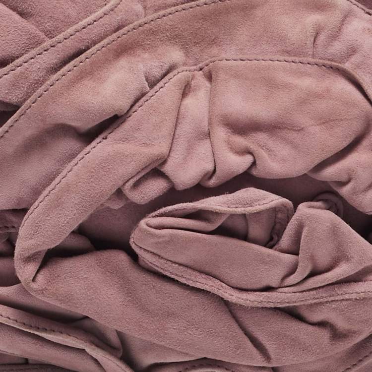 Pre Owned Yves Saint Laurent Old Rose Leather and Suede Nadia Hobo