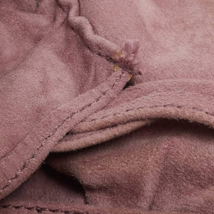 Pre Owned Yves Saint Laurent Old Rose Leather and Suede Nadia Hobo