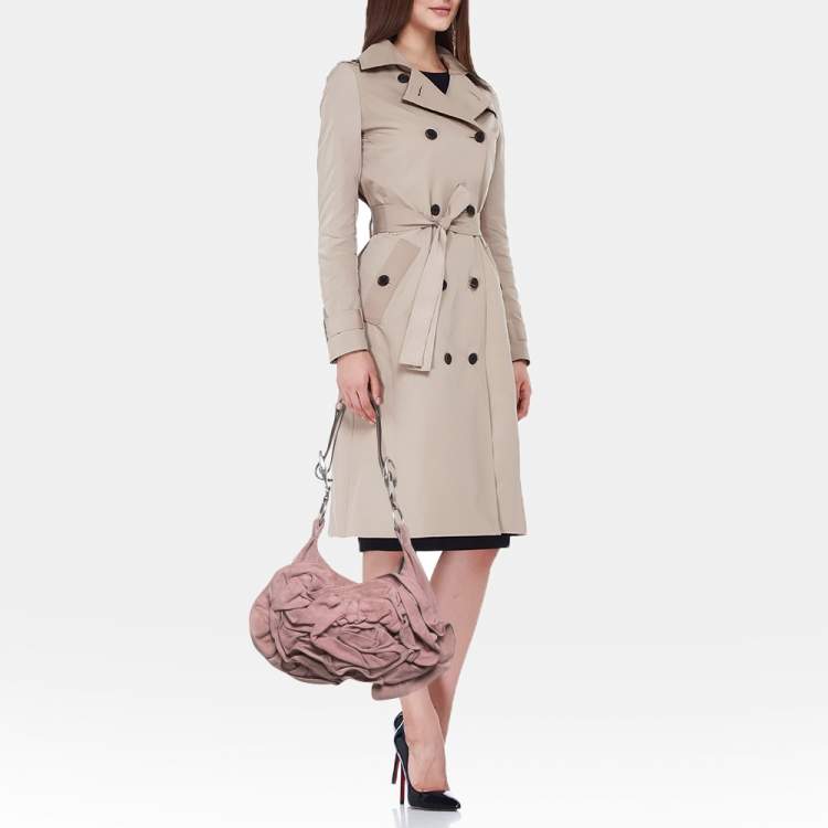 Pre Owned Yves Saint Laurent Old Rose Leather and Suede Nadia Hobo